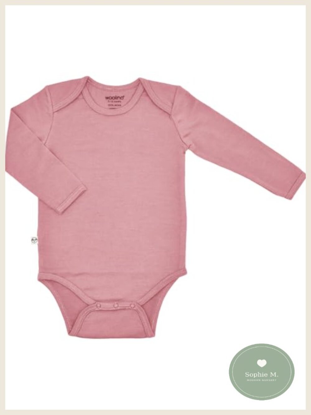 Baby Bodysuit 100% Superfine Merino Wool Long Sleeve Tagless Envelope Neck